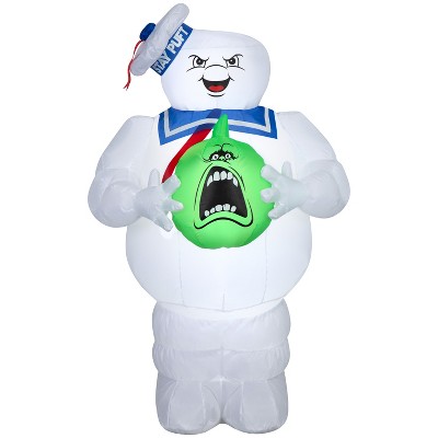 Gemmy Airblown Inflatable Stay Puft w/Pumpkin Ghostbusters, 3.5 ft Tall, Multicolored