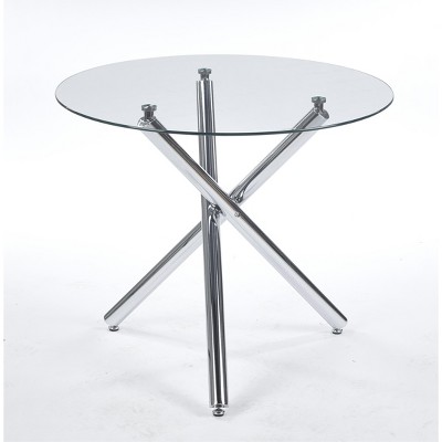 Vynxaria Round End Table - Modern Glass Dining & Space-Saving Kitchen Table