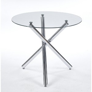 Vynxaria Round End Table - Modern Glass Dining & Space-Saving Kitchen Table - 1 of 4