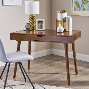 Modern Wood Writing Desk, Workbench Desk With Storage Drawer, Computer Desk With Rubber Wood Legs - 1 of 4