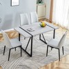 5-Piece Dining Table Set Dining Set with Rectangular Faux Marble Dining Table and 4 PU Upholstered Chairs, Easy Assembly, Gray+Black-ModernLuxe - 2 of 4