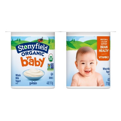 Stonyfield Organic YoBaby Whole Milk Baby Yogurt Cups Plain - 4oz/6ct
