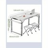 VisioGear Small Outdoor Folding Table with 3 Adjustable Heights, Portable Outdoor Folding Table for Travel, Beige&Silver Gray, 47.24"*23.62"*29.13" - 3 of 4