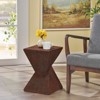 VisioGear Side Table, 18 Inch Outdoor Side Table, Geometric Pedestal Design for Balcony Porch Pool, Dark Brown, 12.5"*12.5"*18" - 2 of 4