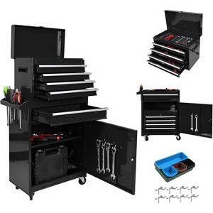 2 in 1 Tool Chest with 5 Drawers, Tool Cart with 7 Organizer Tray Divider Set & Wheels, Large Rolling Tool Box Organizer for Garage, Workshop - 1 of 4