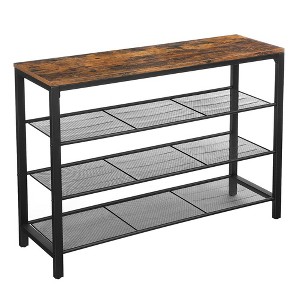 VASAGLE 4 Tier Shoe Rack, 16-20 Pairs of Shoes, Rustic Brown and Black - 1 of 4