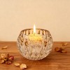 TopComfy Decorative Bowls 4 Pack Shiny Oval Cutout Text Glass Candle Holders with Gold Mercury Interior for Warm for Living Room, Gold, 18"*18"*8" - 2 of 4