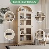 CuisinSmart 72in Tall Arched Bookshelf, Modern Farmhouse Bookcase with 4 Glass/Wood Doors & Open Shelf, Freestanding Display Cabinet Organizer - 4 of 4