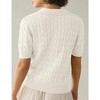 Womens Sweater Knit Tops Short Sleeve No Buttom Polo Collar Sweater Ribbed Cuff Fancy Knitwear - 2 of 4