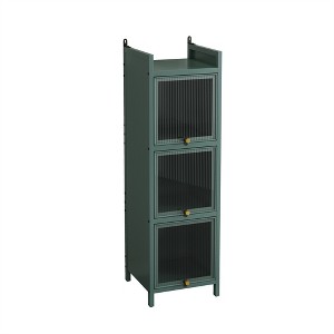 OUTSUPPLY Modern Three-tier Glass Door Cabinet with Featuring Four-tier Storage for Entryway, Living Room, Bathroom, Dining Room - 1 of 4