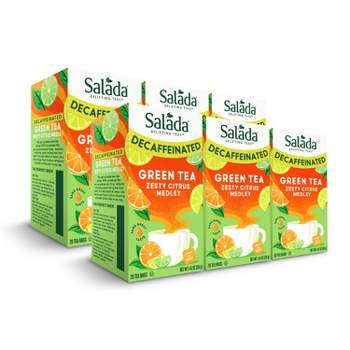 Salada Decaffeinated Citrus Medley Green Tea with 20 Individually Wrapped Tea Bags Per Box (Pack of 6)