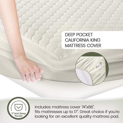 King Size Ivory Organic Cotton Quilted Mattress Protector