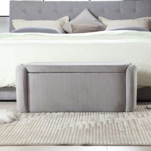 Modern Fabric Upholstered Storage Ottoman Bench with Safe Hinge,Lounge End of Bed Storage Bench,Storage Entry Bench,Storage Hassock-Cuddlewood - 1 of 4