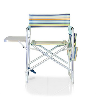 Extra-Wide Portable Sports Chair with Padded Armrests and Side Table