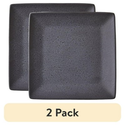 LunaLulinlk (2 pack) Dark Gray Square-Shaped Dinner Plate