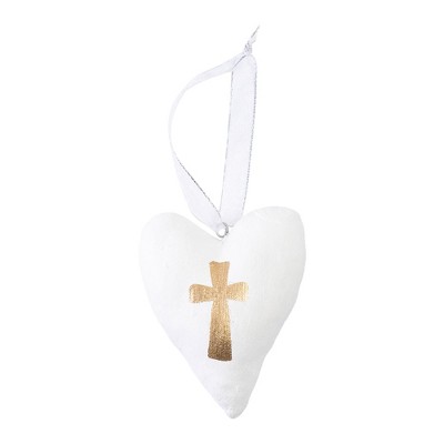 Transpac Canvas Heart w/Gold Cross Home Decorations Spring