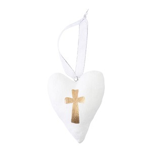 Transpac Canvas Heart w/Gold Cross Home Decorations Spring - 1 of 2