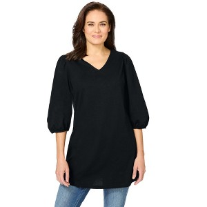 Woman Within Plus Size Reversible Neckline Tunic - 1 of 4