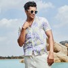 Campus Sutra Men Men's Lilac & Pale Yellow Ethnic Shirt - 2 of 3