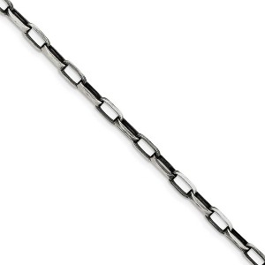 Black Bow Jewelry Mens 4.8mm Sterling Silver Antiqued Oval Link Chain Bracelet, 8.5 Inch - 1 of 3