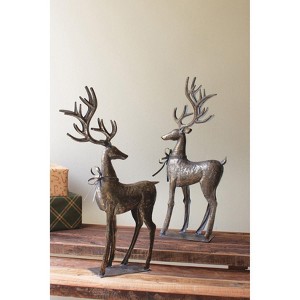 Rustic Distressed Metal Reindeer – 32 Inch Set of Two Figurines by Kalalou - 1 of 4
