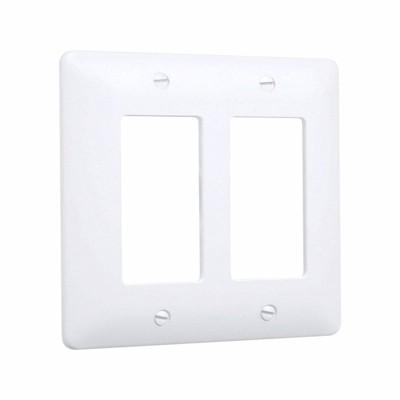 White Textured Plastic 2-Gang Square Decorator Wall Plate