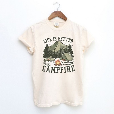 Simply Sage Market Women's Life Is Better By The Campfire Tent Short Sleeve Garment Dyed Tee