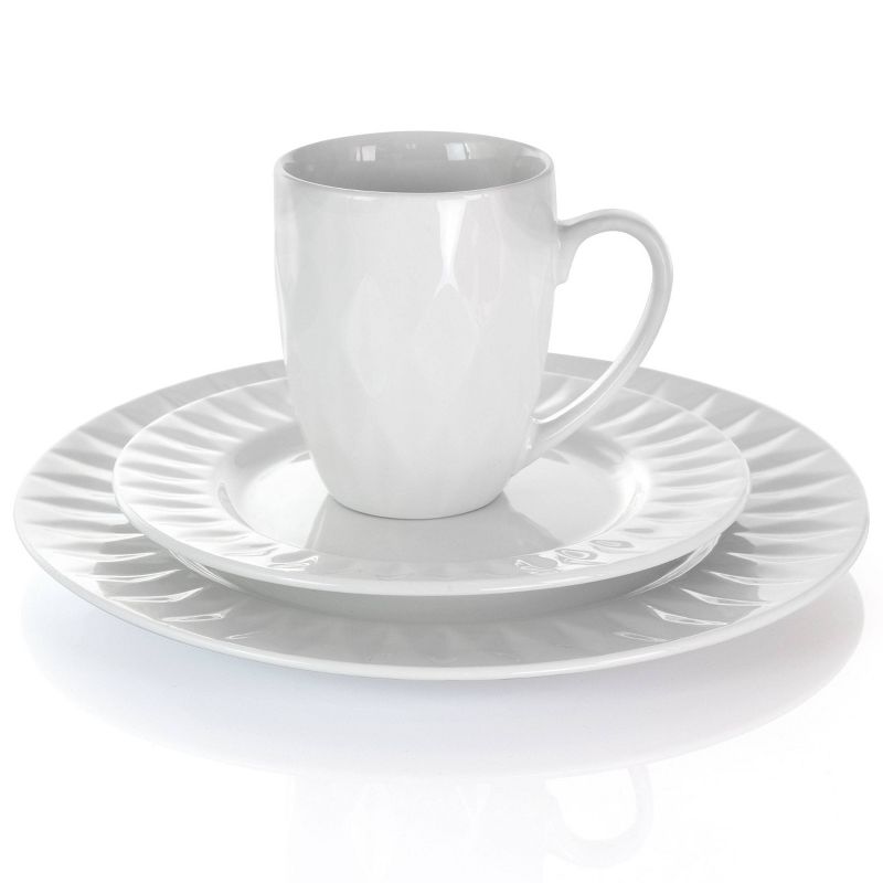18pc Porcelain Sienna Dinnerware Set White - Elama, 2 of 9