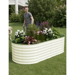 8x2x2ft & 8x4x2ft Galvanized Steel Raised Garden Bed, Heavy-Duty Oval Planter Box, Corrosion-Resistant Outdoor Gardening Kit - 1 of 4