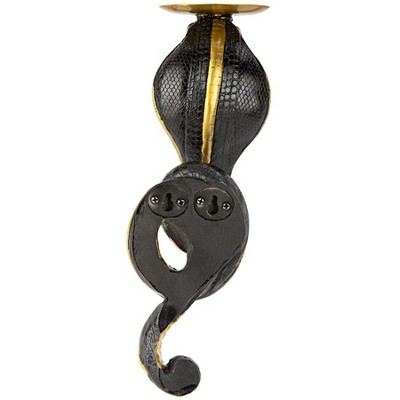 Antiqued Gold Renenutet Cobra Goddess Resin Wall Sconces, Set of Two