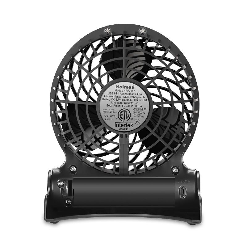 Personal Rechargeable Fan Black - Holmes, 5 of 19