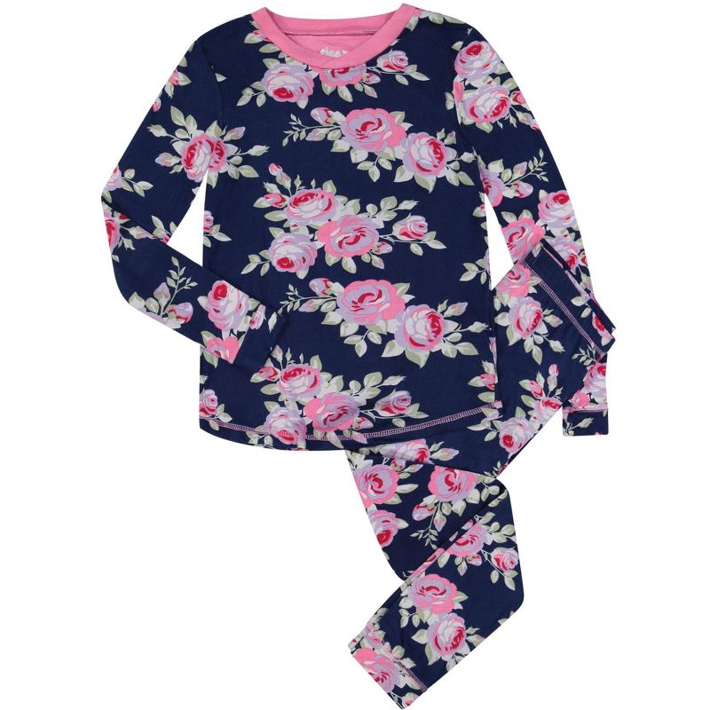 Sleep On It Girls 2-Piece Super Soft Jersey Long Sleeve Snug-Fit Pajama Set, 1 of 4