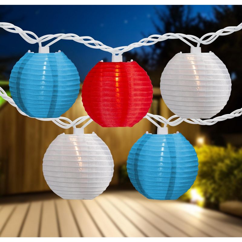 Northlight 10-Count Patriotic Paper Lantern Lights, 8.5ft White Wire, 2 of 9