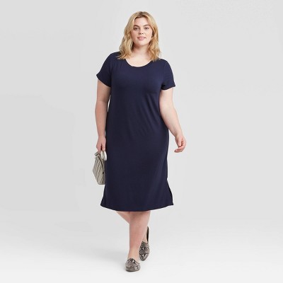 plus size navy shirt dress