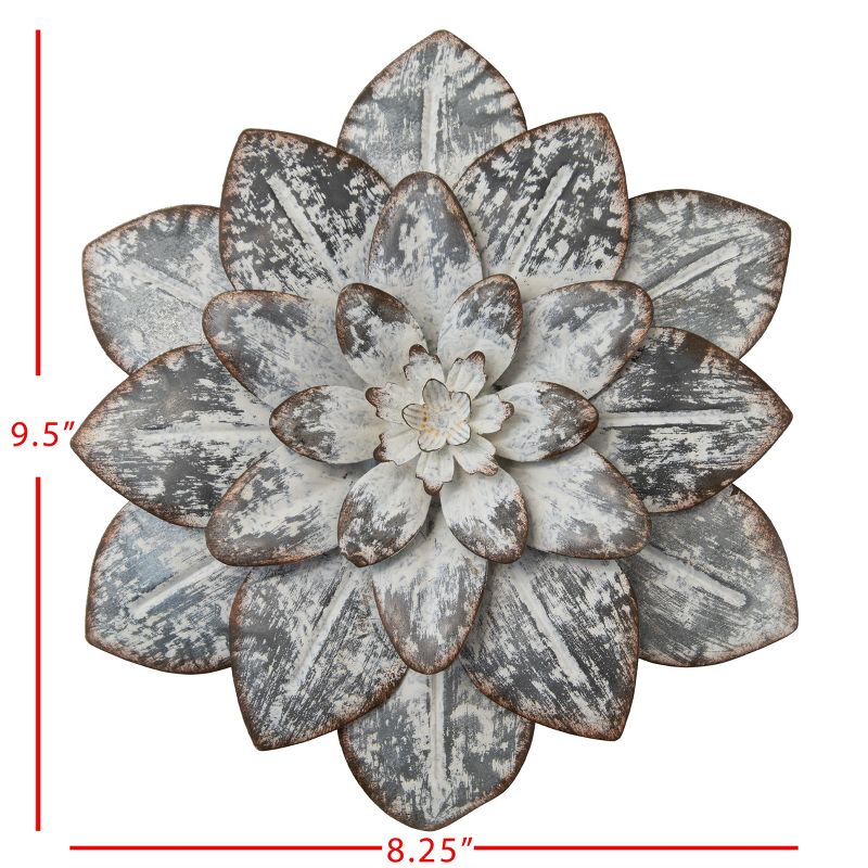 8.25 x 9.5 inch Whitewashed Galvanized Metal Layered Flower Wall Décor - Foreside Home & Garden, 4 of 7