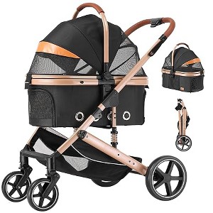 Gulches Pet Strollers: 4-in-1 Lightweight Folding Stroller with Reversible Canopy - 45 lbs Capacity - 1 of 4