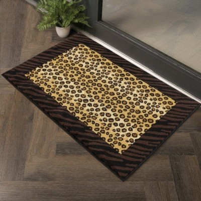 LunaLulinlk Beige+Black Tiger and Leopard print Multi 2 ft. x 3 ft. Animal Print Area Rug