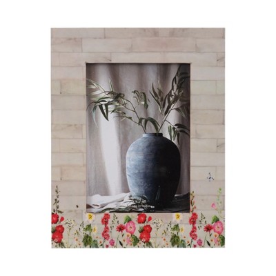 Boho Floral Picture Frame - Decorative Photo Frame with Resin Accents - Vintage Aesthetic for Home, Office, Bedroom, Living Room