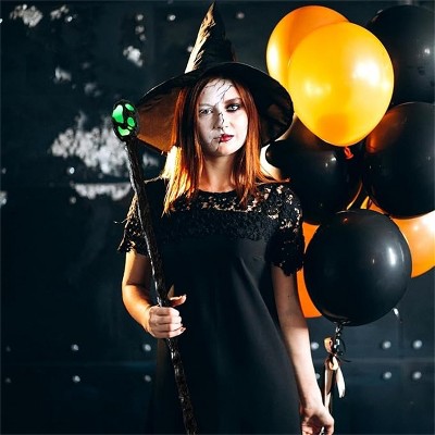 Joyfy Halloween Vintage LED Witch Staff Cane, Light Up Magic Walking Cane Prop Stick Accessory for Halloween Dress Up Party Favors