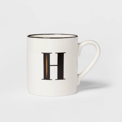 16oz Stoneware Monogram H Mug White - Threshold™