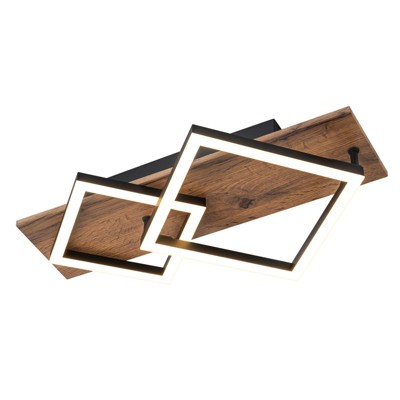 LLHZSY Farmhouse Integrated LED Ceiling Lights Rectangle Wood Flush Mount Hallway Entryway Ceiling Light-2 Lights