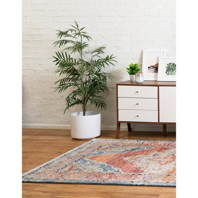 Isabella 4' x 6' Rust Red Floral Synthetic Area Rug