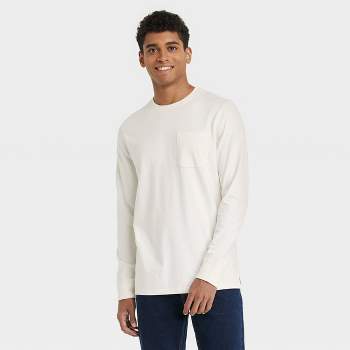 Men's Standard Fit Long Sleeve Crewneck T-Shirt - Goodfellow & Co™ White XXL