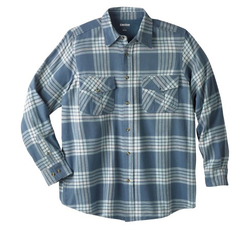 Kingsize Men's Big & Tall Plaid Flannel Shirt - Tall - 6xl, Slate Blue ...