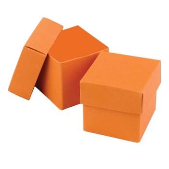 Paper Frenzy Orange 2 Piece Party Favor Boxes with Lids 2x2x2 inches (25 pack) for Valentine's Day, Wedding Shower Birthday