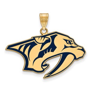 Black Bow Jewelry 14k Yellow Gold Plated Sterling Silver Nashville Predators NHL Large Pendant - 1 of 3