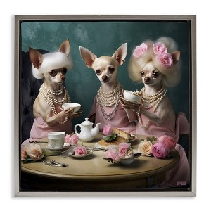 Stupell Industries Chihuahua Tea Party Black Framed Floater Canvas Wall Art - 1 of 4