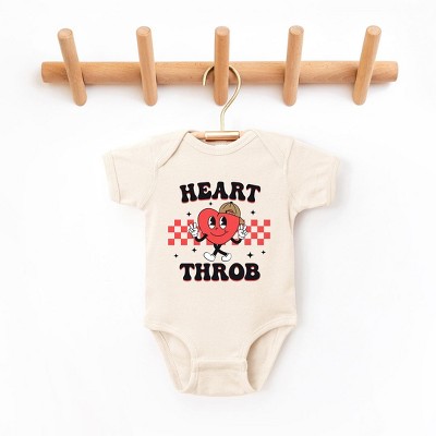 Image of The Juniper Shop Checkered Heart Throb Baby Bodysuit - 6 Month - Natural