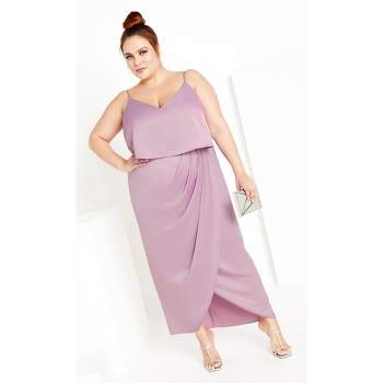 Women's Plus Size Baby Frill Dress - lilac | CITY CHIC