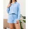 Womens 2 Piece Sets Long Sleeve Lightweight Button Down Shirts with Shorts Lightweight Crinkled Cooling Fabric Sets - 4 of 4